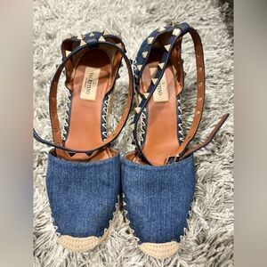 Valentino espadrille denim wrap sandals